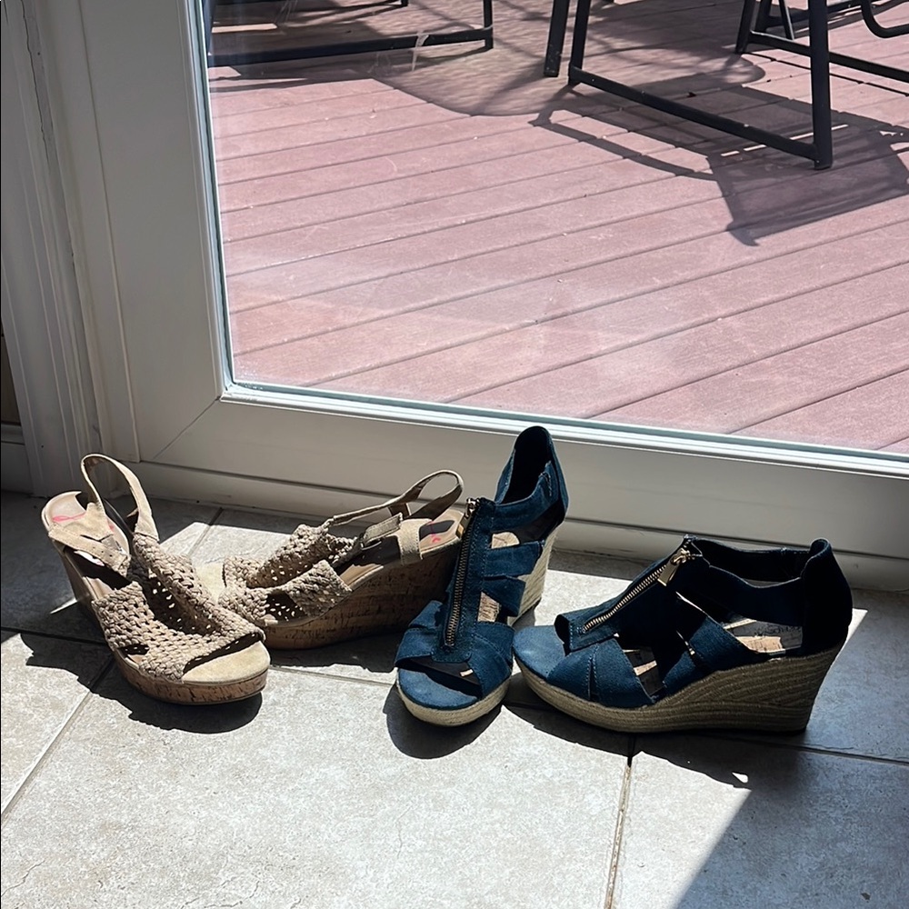 Merona Navy  and Jelly pop tan Wedge Sandals set